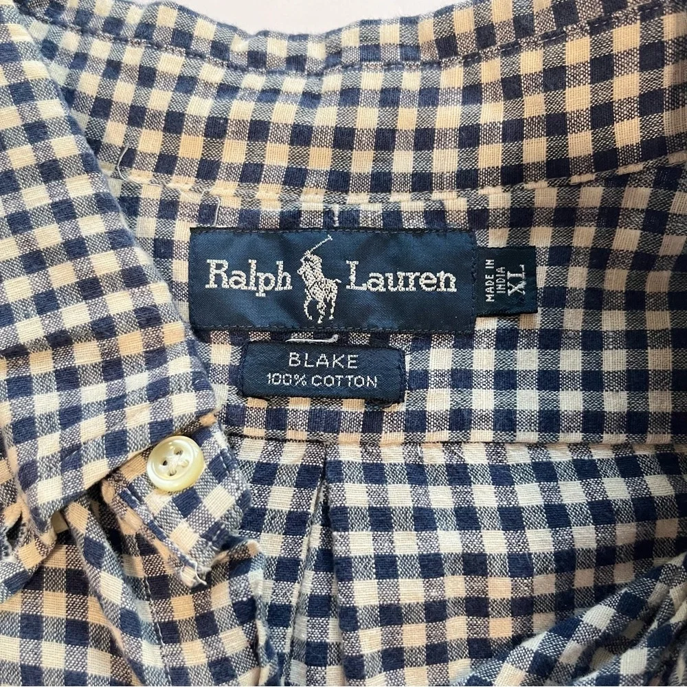 Polo Ralph Lauren Blue Gingham Cotton Button Down Blake‎ Shirt XL